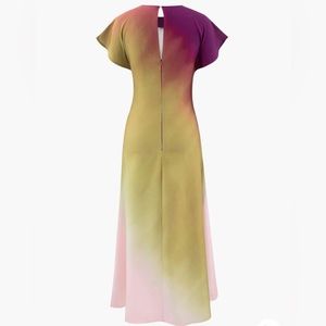 Tie-Dye Satin Cap Sleeve Maxi Dress